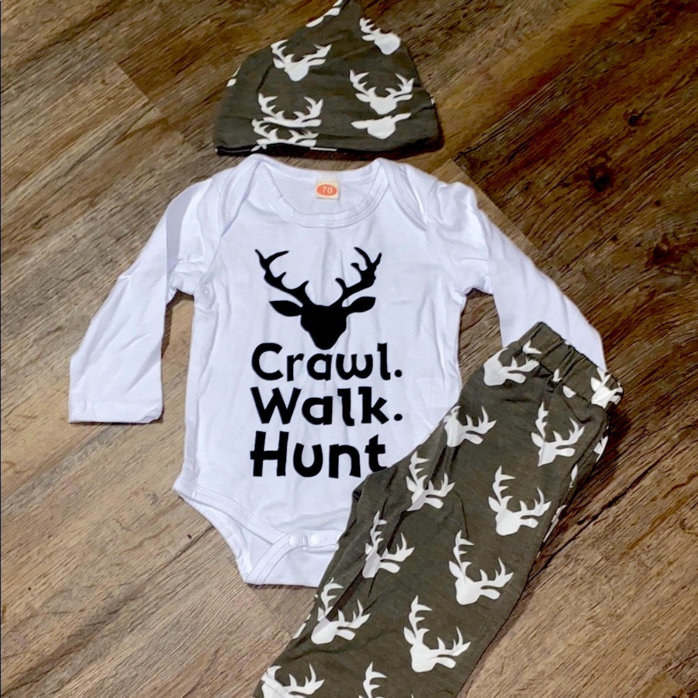 Baby Deer Print Outfit Set 9-12m NWOT